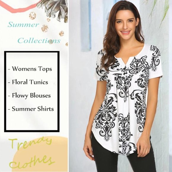 ๐HP๐ Floral Printed Short Sleeve V Neck T-Shirt - Picture 8 of 8